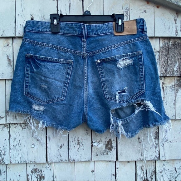 Boyfriend Distressed Button Fly Blue Denim - Picture 3 of 4